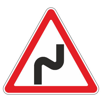 Дорожный знак 1.12.1 «Опасные повороты с первым поворотом направо»